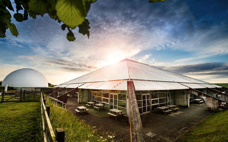 A photo of the exterior of the Science Centre and the Planetarium